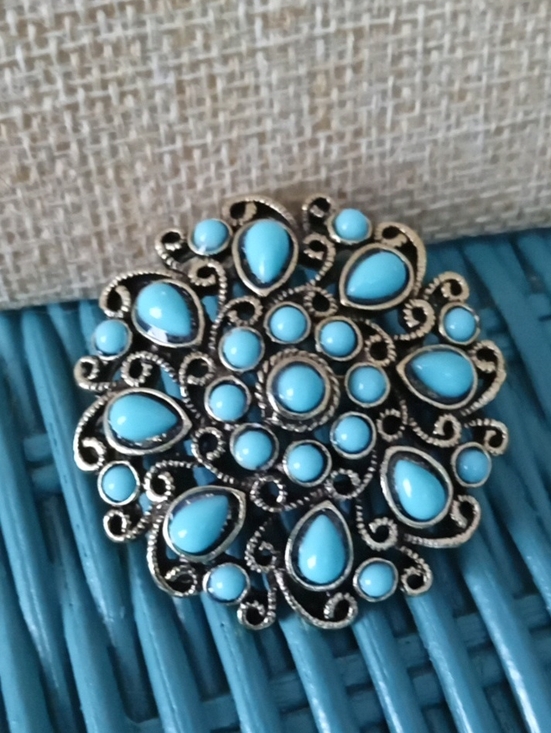 Jewelry - Turquoise Floral Statement Brooch